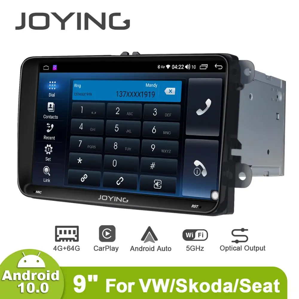Автомобильное радио Joying 9 дюймов Android 10 для Skoda Octavia 2007 + GPS Carplay DSP SPDIF сабвуфер 5GWiFi