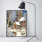 Evershine Алмазная вышивка дом пейзаж полная площадь круглый Алмазная мозаика вышивка крестом наборы Алмазная Живопись зима ручной работы подарок