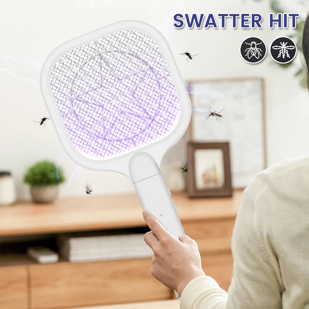 

3000V Mini Electric Fly Swatter Mosquito Killer Zapper USB Rechargeable Mosquito Swatter Kill Fly Bug Zapper Killer Trap