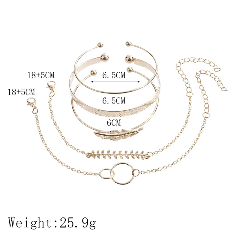 Набор открытых браслетов в богемном стиле для женщин золотистого цвета луна