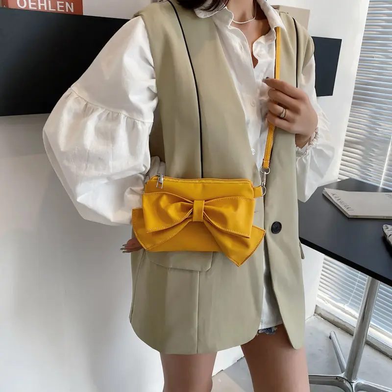 

Cute Bow One Shoulder Messenger Bag All-match Small Bag Female Bag 2021 New Trendy Fashion Niche Girl Mobile Phone Bag