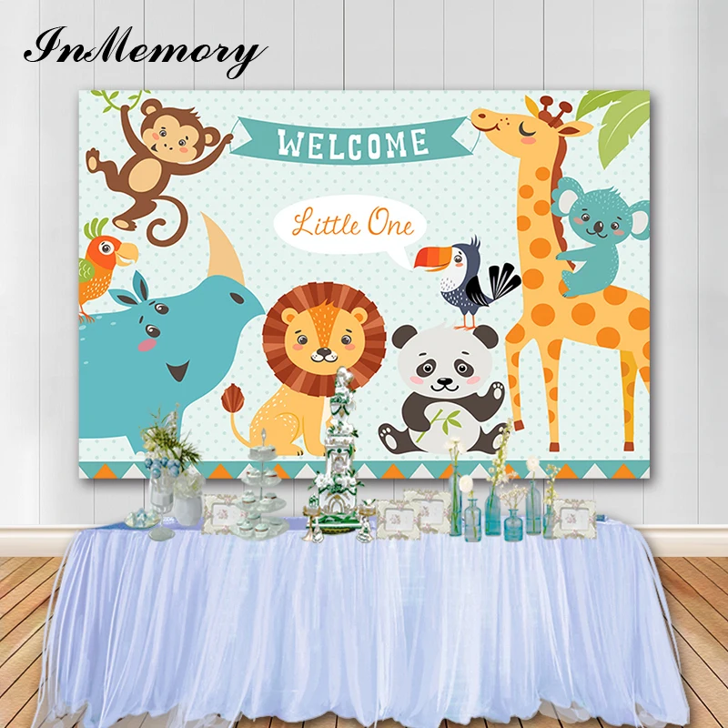 В памяти сафари джунглей фон для фото на вечеринке светильник Цвет Жираф панда