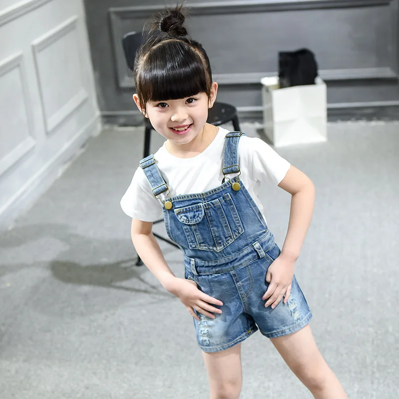 2018 новый летний модный джинсовый комбинезон для девочек высокого качества с