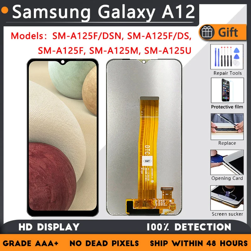 

6.5''Display For Samsung Galaxy A12 LCD Touch Digitizer A125F A125F/DS A12 SM-A125F/DSN Screen Assembly Replacement Repair Parts
