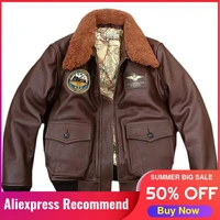 2021 brown military style pilot leather jacket men plus size 4xl genuine natural cowhide autumn u s navy aviation coat