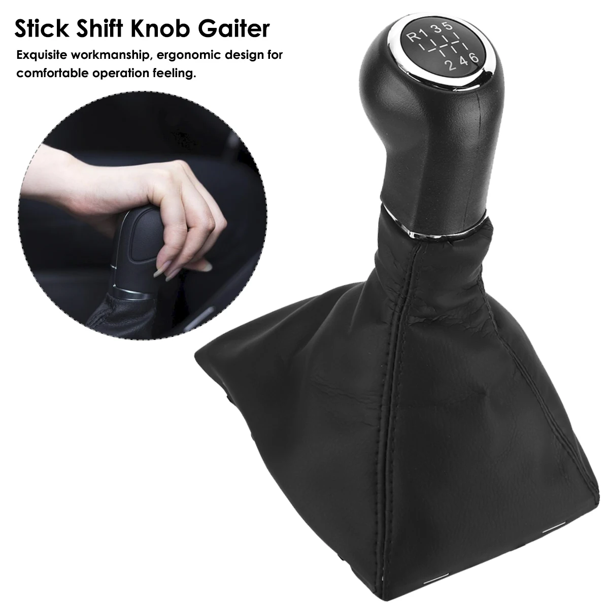 

6 Speed Chrome Gear Shift Knob Lever Stick Pen Gaiter Boot Cover Fit For Vauxhall Opel Astra Corsa D Zafira B 05-10