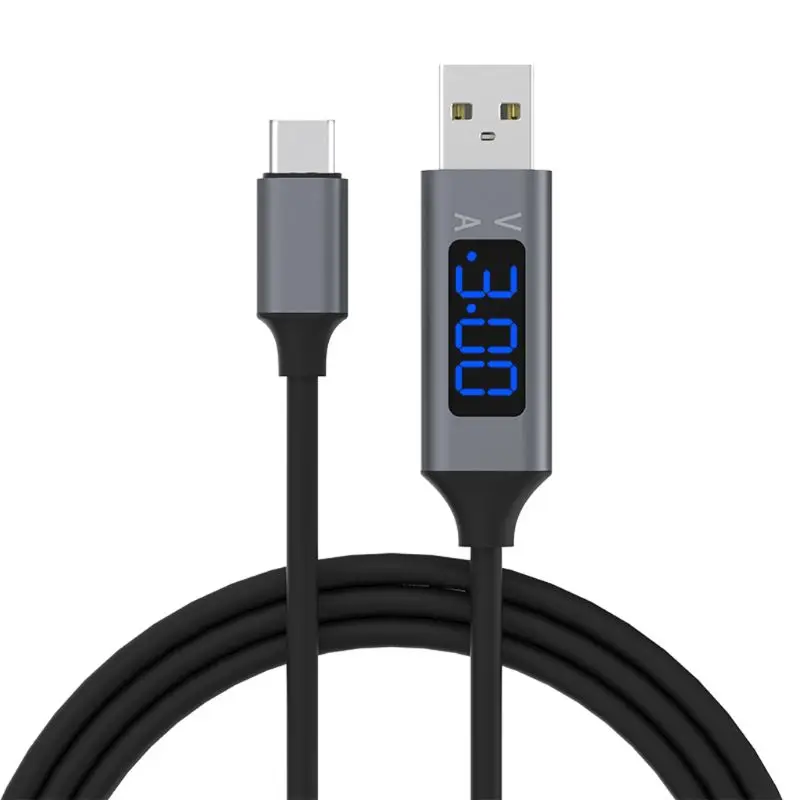 

QC 3.0 USB Type C Fast Charging Data Sync Cable With Voltage Current LED Display