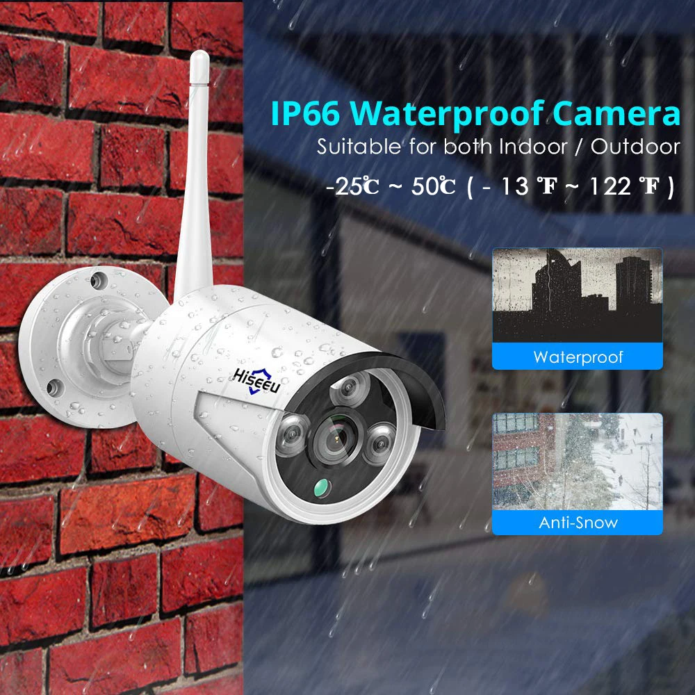 Hiseeu Беспроводная ip-камера 1080 P, объектив 3,6 мм, водонепроницаемая камера безопасности, WiFi, для Hiseeu, беспроводная система видеонаблюдения, комплекты, IP Pro APP View