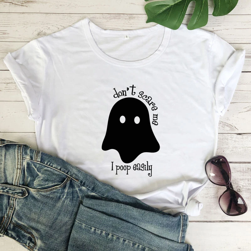 Футболка с надписью Don't Scare Me I puop Easy|Футболки| |