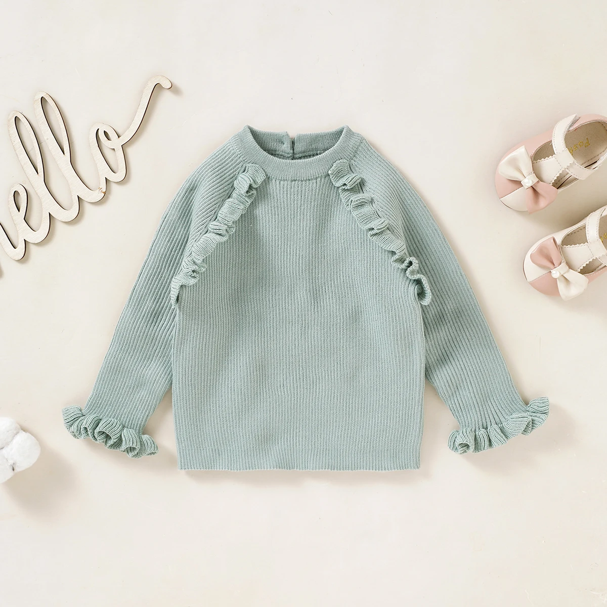 

Fashion Baby Girls Green Sweaters Clothes Autumn Long Sleeves Infant Kids Knitwear Pullovers Children Knit Jumpers Clothes 0-24m