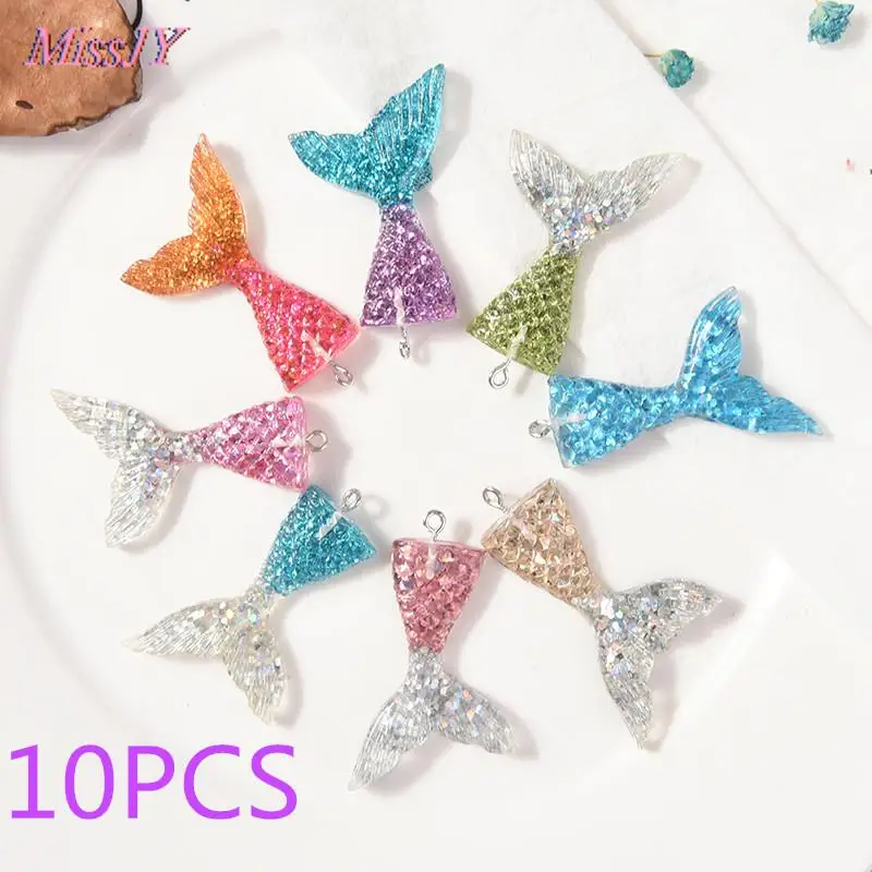 10 шт. декоративный брелок с хвостом русалки блестками рыбий хвост брелоки кулоны