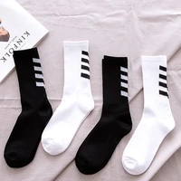 1 pair brand new fashion ins cotton black white stripe crew men socks sports high skateboard blaze street happy long sox on sale
