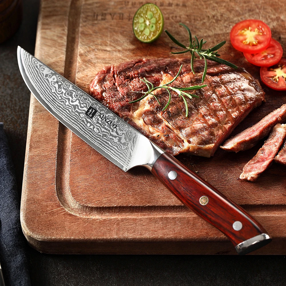 

5'' Inch Steak Knife High Carbon Japanses Damascus Stainless Steel With Rosewood Handle Superior Quality Bbq Kitchen Tool
