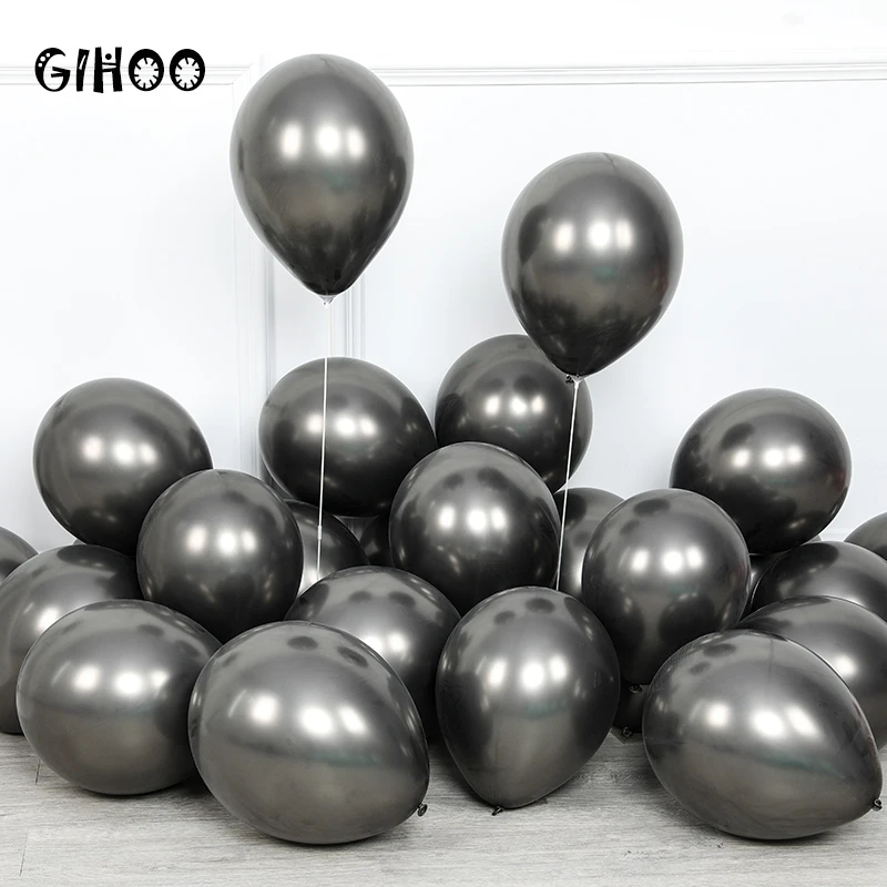 

50/100 шт 12 дюймов хромированная латексные шары Днем Рождения» вечерние украшения, цвета: металлик, черный Свадебный baby shower латексные шары