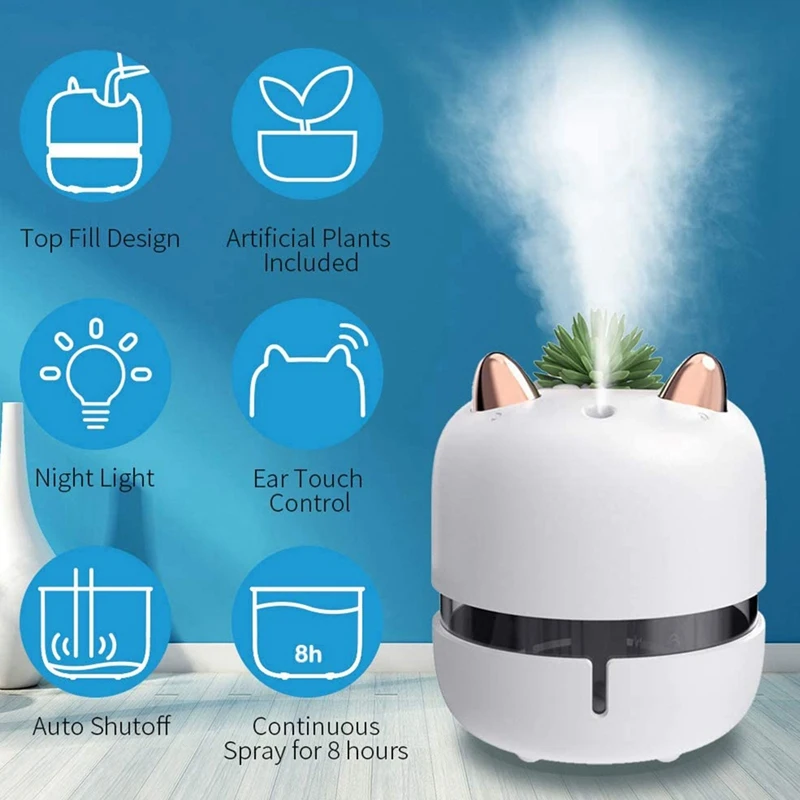 

Desk Humidifier, 320Ml Portable Mini Humidifier, Quiet Ultrasonic Cool Mist Humidifiers for Bedroom Home Baby Office