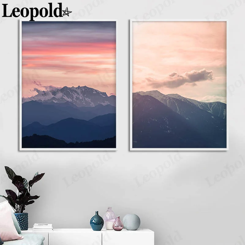 

Nordic Abstract Scenery Canvas Painting Mountain Sunset Scandinavian Style Poster Wall Art Modern Wall Stickers Room Decoration