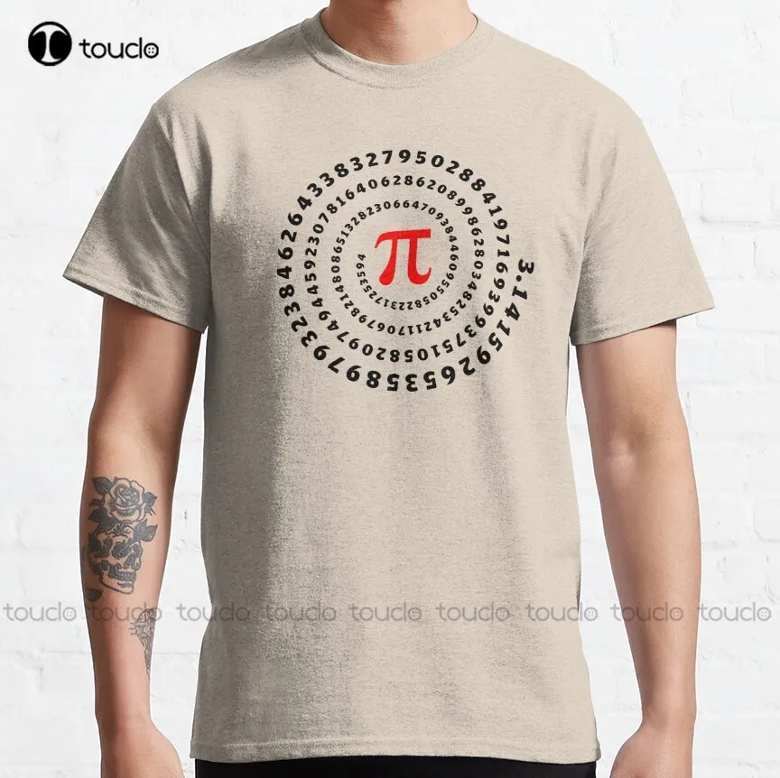 

Pi Π Spiral Science Mathematics Math Irrational Number Sequence Classic T-Shirt Custom Aldult Teen Unisex Fashion Funny New