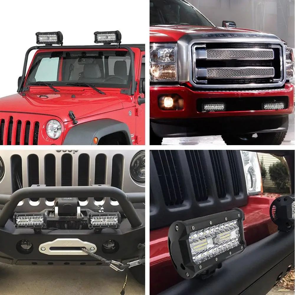 

7 Inch 120W Combo Led Light Bars Spot Flood Beam 4x4 Spot 12V 24V 4WD Barra LED Headlight For Auto Parts