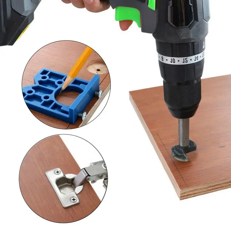 ABS Concealed Hinge Hole Jig For Kitchen Cabinet Doors With Drill Bit Tool Sets