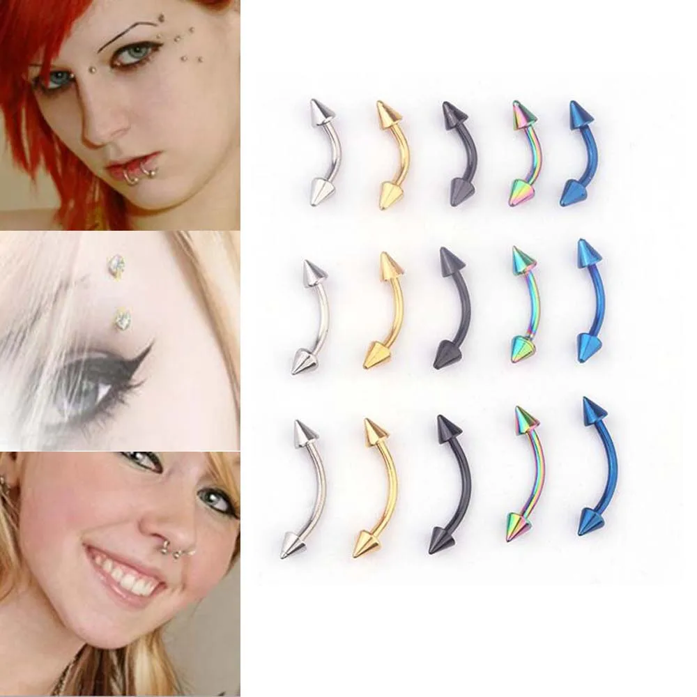 Wholesale 5pcs/lot Surgical Steel 3mm Ball Eyebrow Body Jewelry Piercing Curved Barbell Lip Ring Snug Daith Helix Rook Earring
