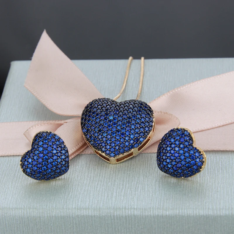 SUNSLL двухцветные медные серьги гвоздики и ожерелья с кулоном в форме сердца из