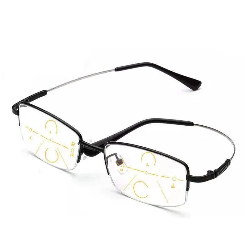 

Sightto Progressive Half Frame Reading Glasses Bifocal Anti Blue Ray Presbyopic Glasses Memory Titanium Multifocal Eyeglasses +4