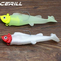 cerill 5 pcs 85mm 14 5g jig head soft fishing lure paddle tail worm bait bass pike silicone swimbait artificial lifelike wobbler