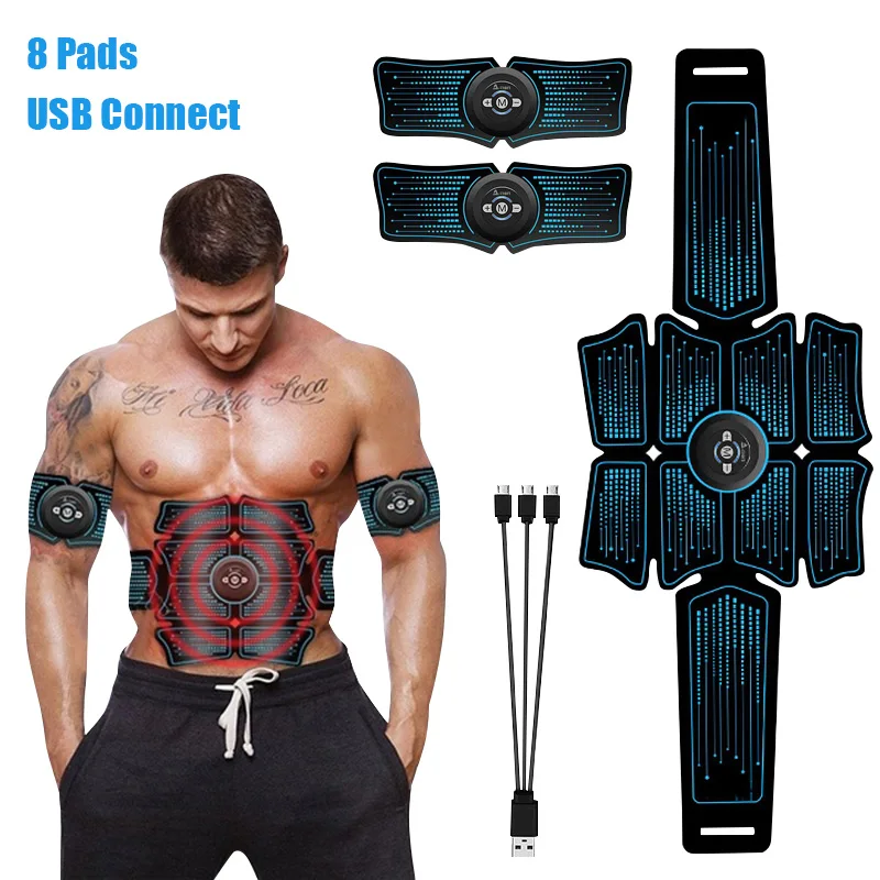 

EMS Abs Abdominal Muscle Stimulator Trainer USB Connect Fitness Equipment Training Gear Muscles Electrostimulator Toner Exercise
