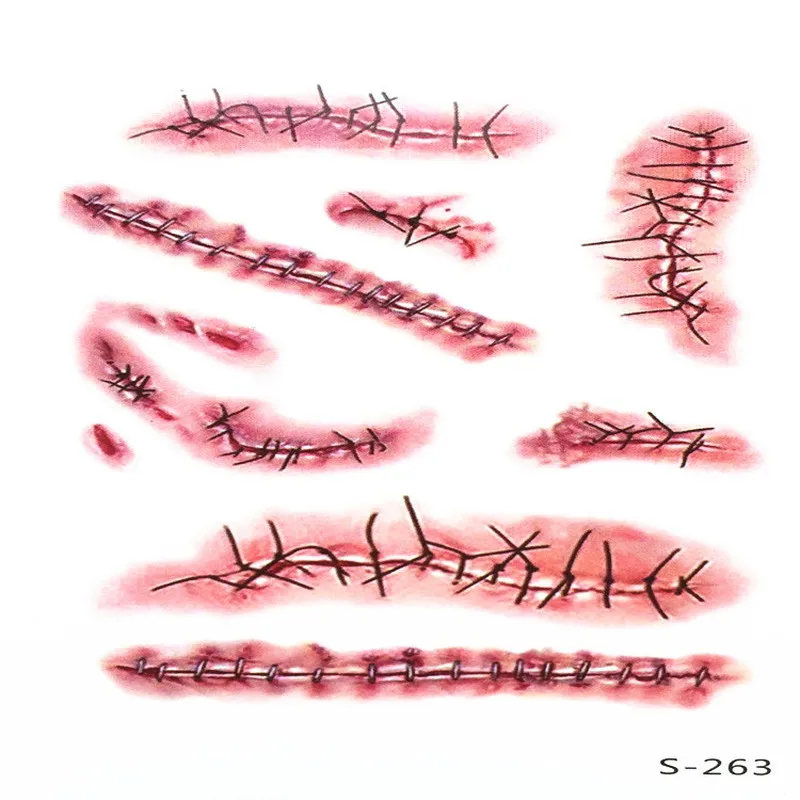 Татуировка на Хэллоуин с зомби шрамами искусственная кусочка кровавый макияж