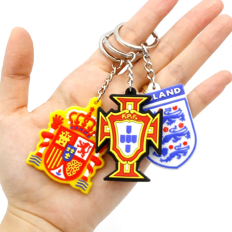 

2021 European Football Championship Emblem National Team PVC Silicone Keychain Soccer Team Logo Fans Badge Pendant Keyring