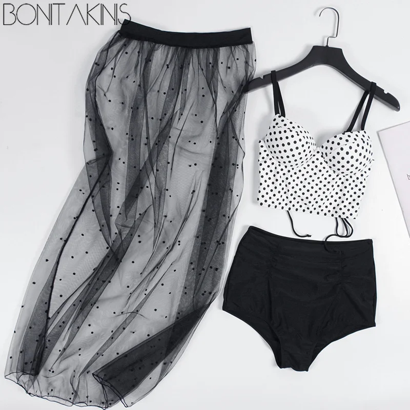 Bonitakinis в черный горошек для маленьких девочек с принтом сексуальные пуш-ап бикини