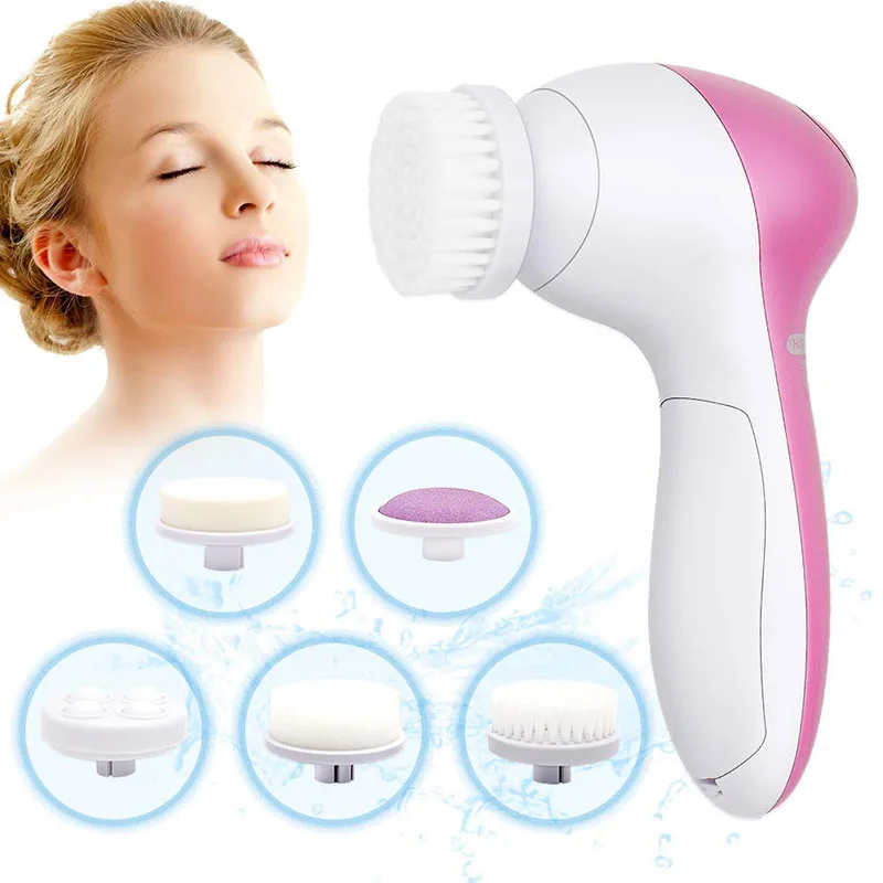 

5 in 1 Face Cleansing Brush Silicone Facial Brush Deep Cleaning Pore Cleaner Face Massage Skin Care Waterproof Facial Brush