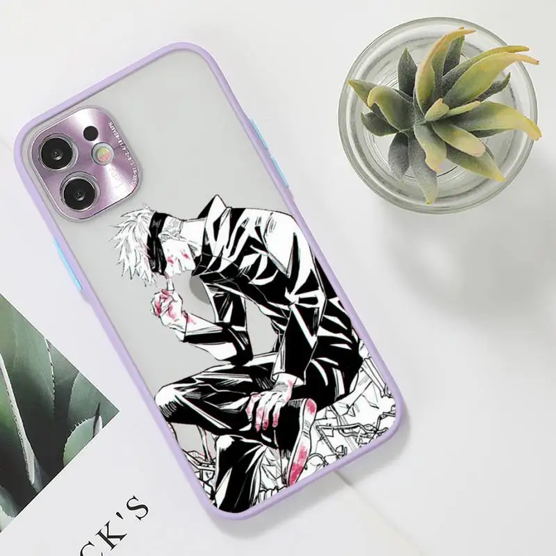 

Jujutsu Kaisen Phone Case For iPhone 12 11 Mini Pro XR XS Max 7 8 Plus X Matte transparent Purple Back Cover