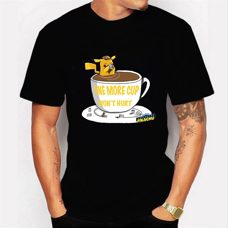 Tshirt 3 Футболка NO COFFEE NO WORKEE, футболка с Пикачу, Покемон-пика, мужские футболки с круглым вырезом, Забавные футболки, мужские футболки с покемоном-Пикачу - Цвет: Tshirt 3
