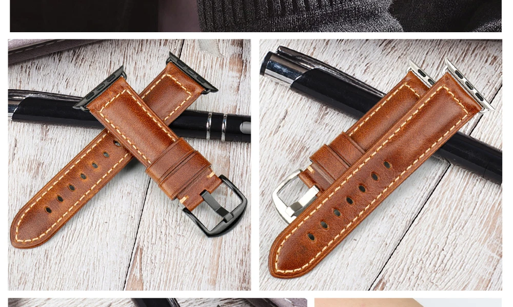 Кожаный браслет MAIKES для Apple Watch 42 мм, 38 мм, 44 мм, 40 мм, серия 4, 3, 2, ремешок для Apple Watch iWatch, ремешок для часов