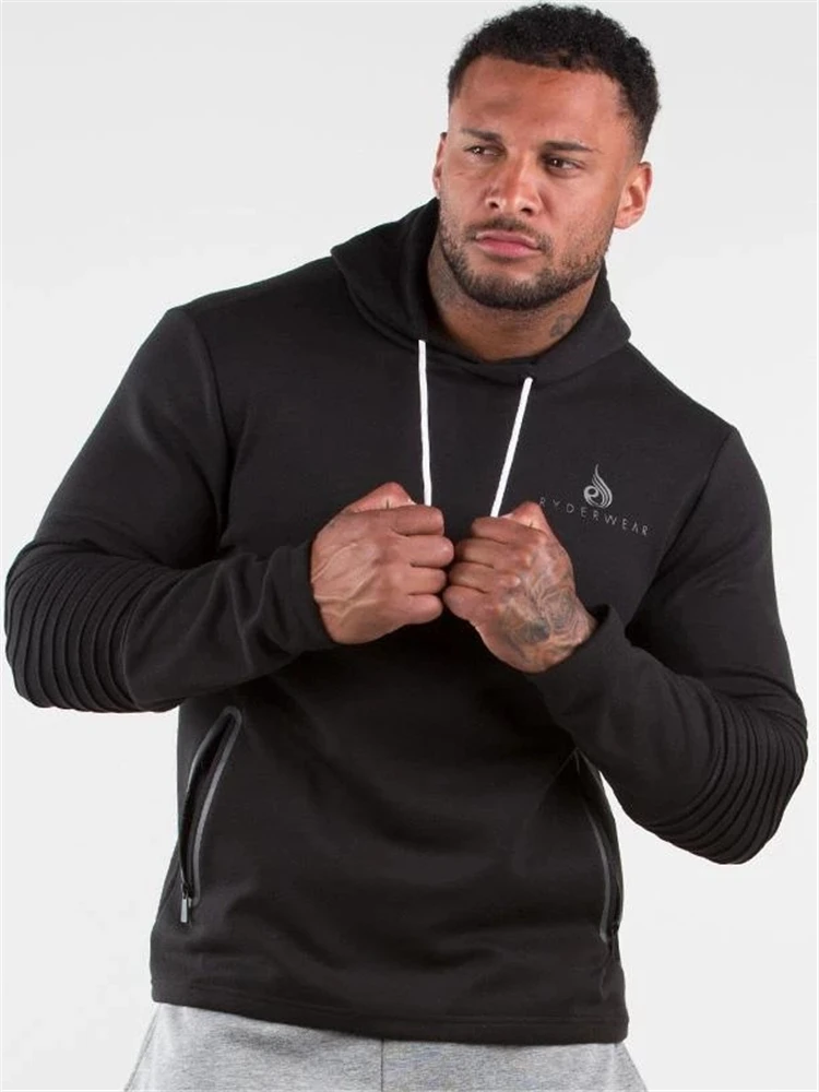 

New Men Cotton Sweatshirt Gyms Fitness Bodybuilding Workout Hoodies Casual Fashion Jacket Zipper Sportswear men Clothing