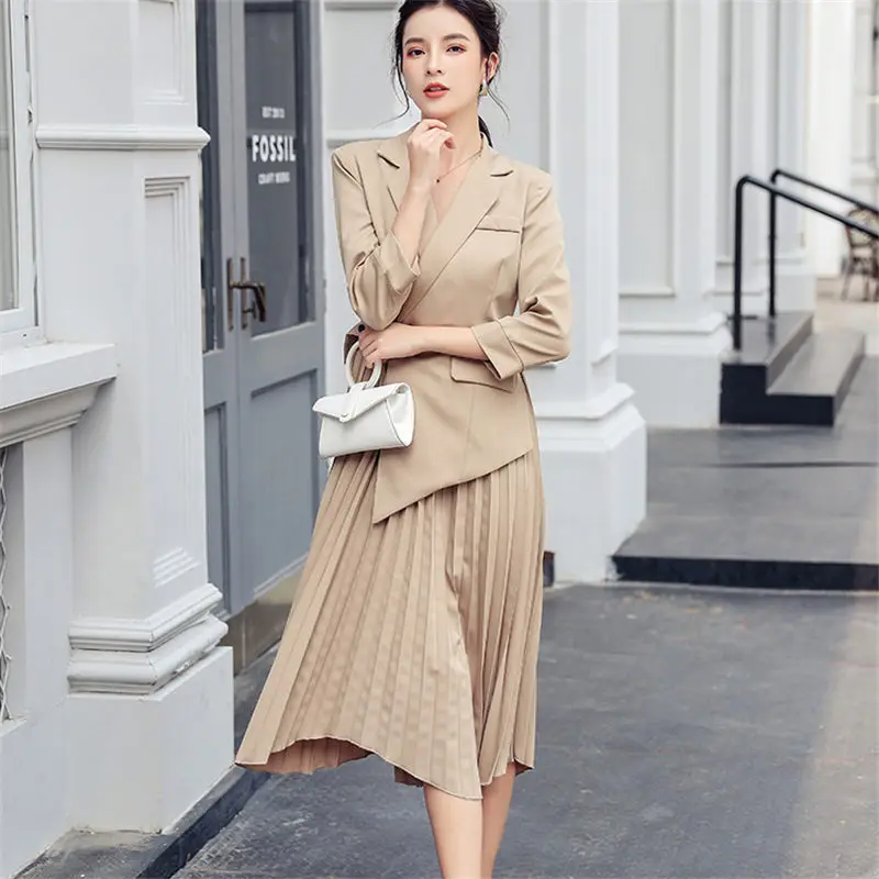 Милые офисные женские плиссированные стройные милые универсальные платья HziriP