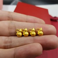 1pcs real 24k yellow gold pendant women 3d mini luck gourd bead 0 15 0 2g pendant only very small