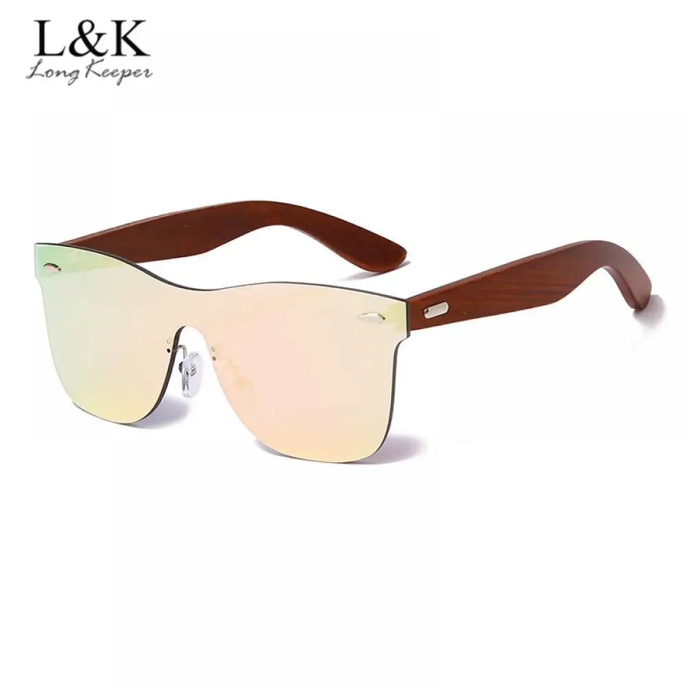 

LongKeeper Classic Wooden Sunglasses Brand Designer Rimless Mirror Lens Sun Glasses For Women/Men UV400 Oculos de sol masculino