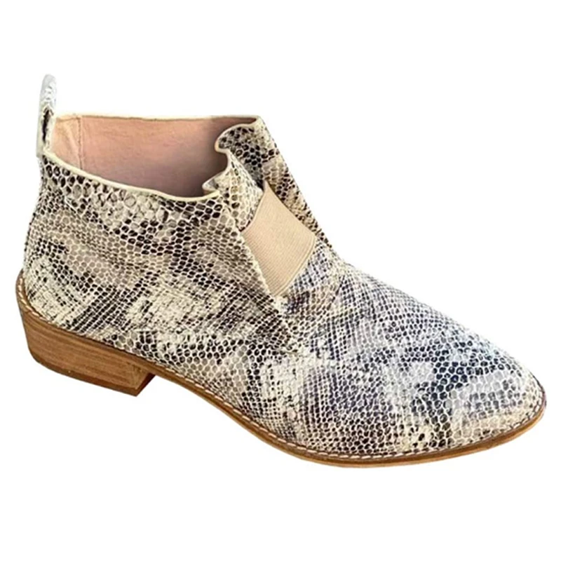 

2021 Women Ankle Boots Thick Low Heels Pointed Toe Fashion Office Ladies Shoes Slip On Flock Casual Classic Autumn Females Shoes