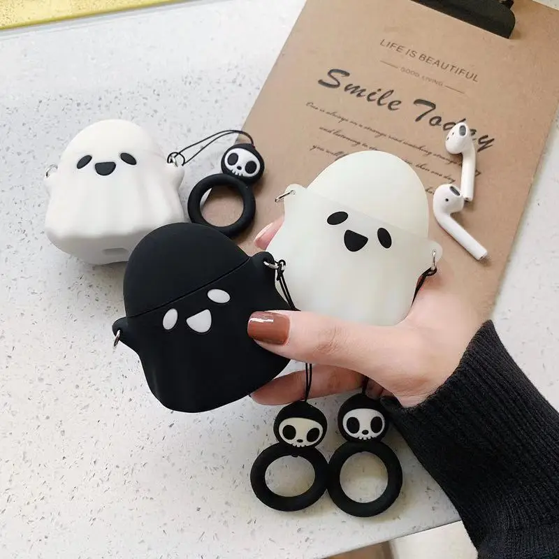 Для Apple AirPods Earpods чехол 3D милый мультфильм Забавный Призрак череп беспроводные