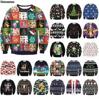 men women christmas sweater 3d funny printed new year eve holiday party xmas sweatshirt pullover autumn ugly christmas jumpers