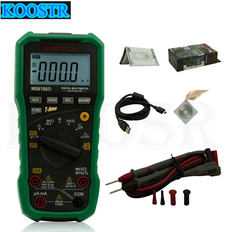 Mastech MS8150D Цифровой мультиметр автоматический диапазон туры RMS 6600 отсчетов портативный тестер метр Электрический инструмент диагностический инструмент