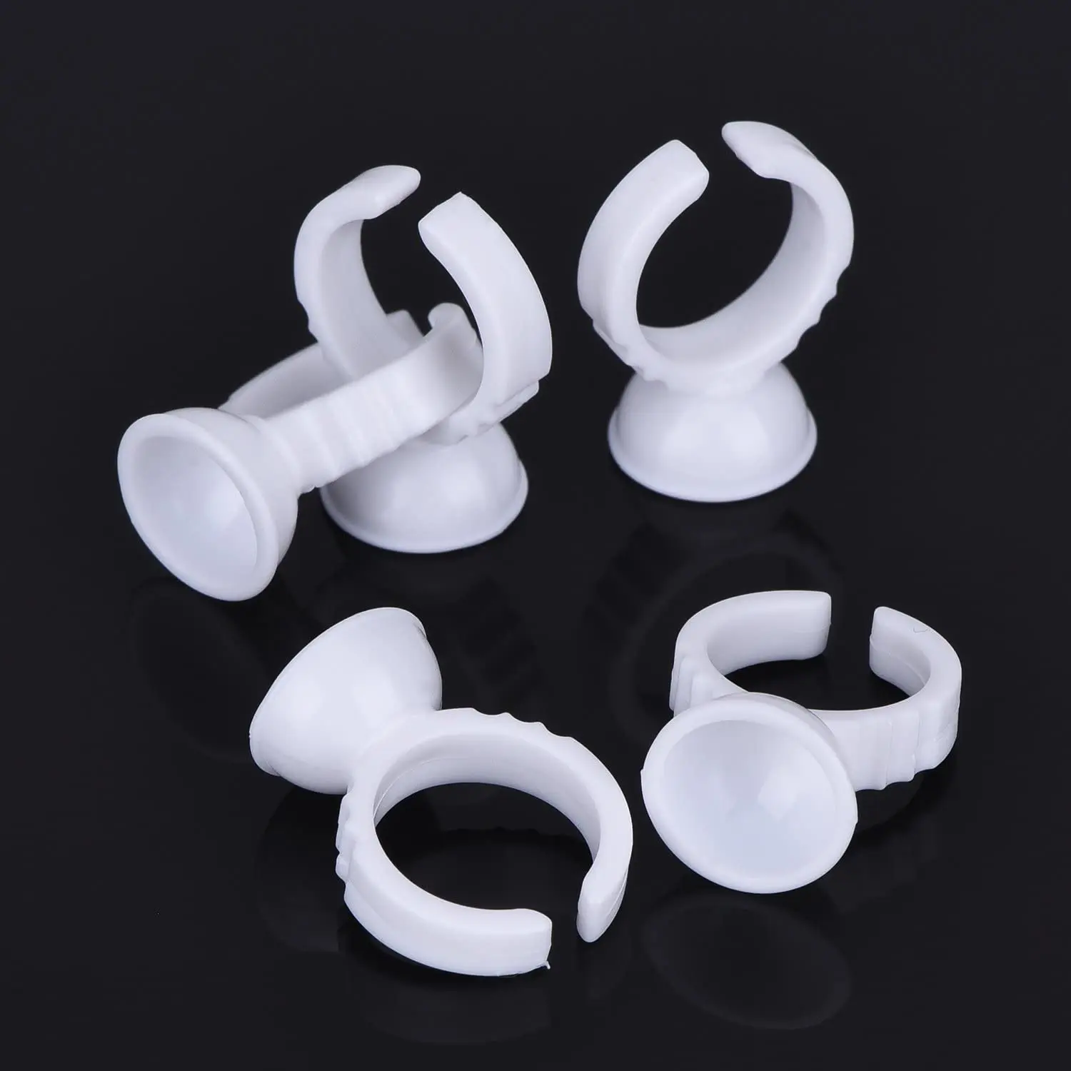 

100pcs/ Pack Makeup Glue Rings Tattoo Glue Holder Disposable Plastic Nail Art Eyelash Extension Rings
