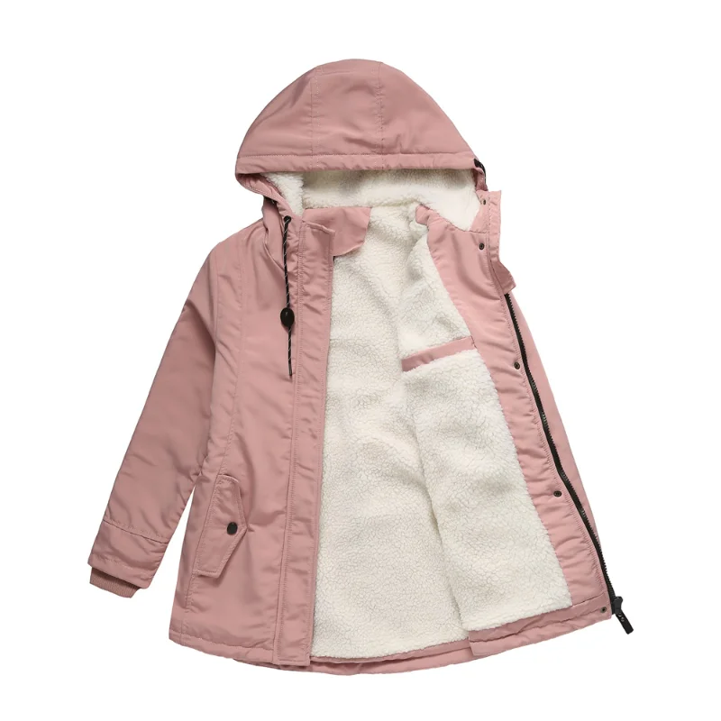 2021 Autumn Winter New Warm Cotton-padded Jacket Women's Warmth Plus Velvet Coat Thick Female Outerwear Casual Hooded Jacket