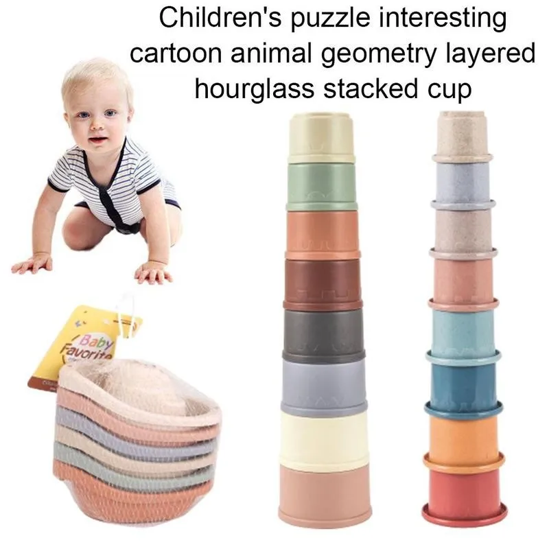 Детские башня из чашек игрушка пшеничной соломы укладки чашка относящий к