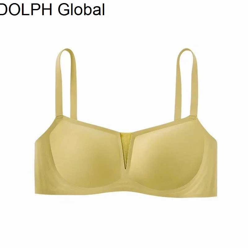 

Autumn and winter traceless plain muscle underwear women's V-neck jelly strip soft support thin rimless bra