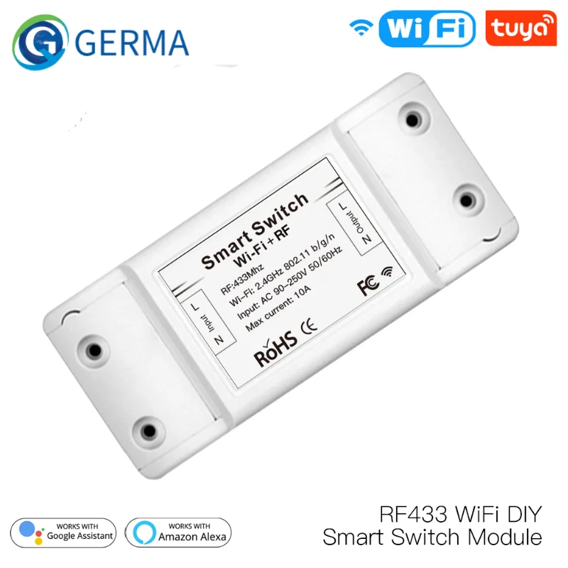 

RF433 WiFi DIY Smart Switch Module RF433 Remote Control for Smart Automation Smart Life/Tuya Work with Alexa and Google Home