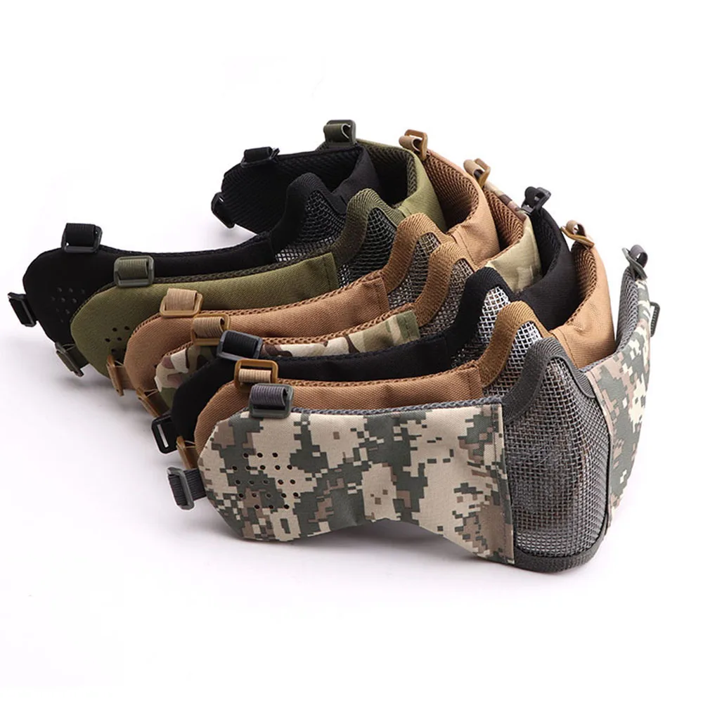 Страйкбольная маска для лица тактическая Стальная Сетчатая дышащая защиты ушей