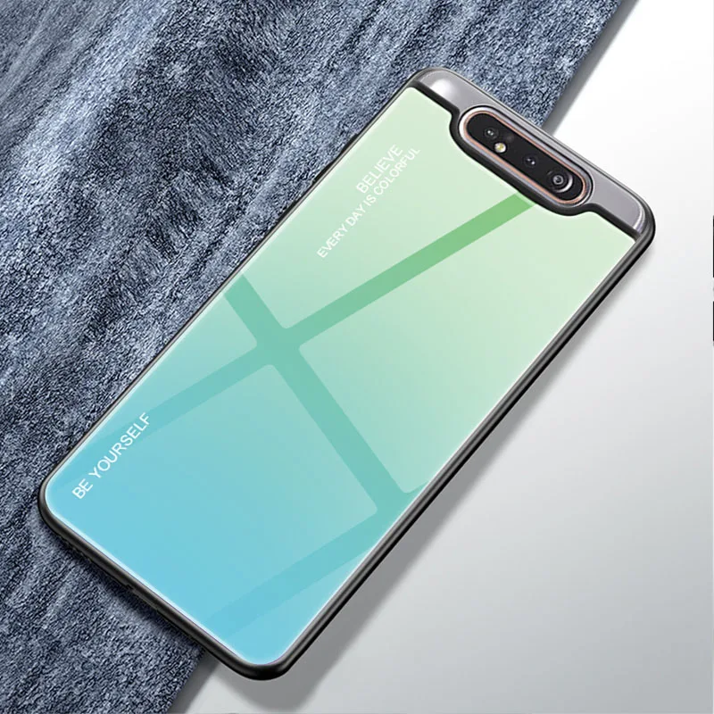Color 07 Градиент закаленное Стекло Крышка для samsung Galaxy M10 M20 M30 A10 A20 A30 A40 A50 A60 A70 A80 A90 задняя крышка 100 шт./лот - Цвет: Color 07